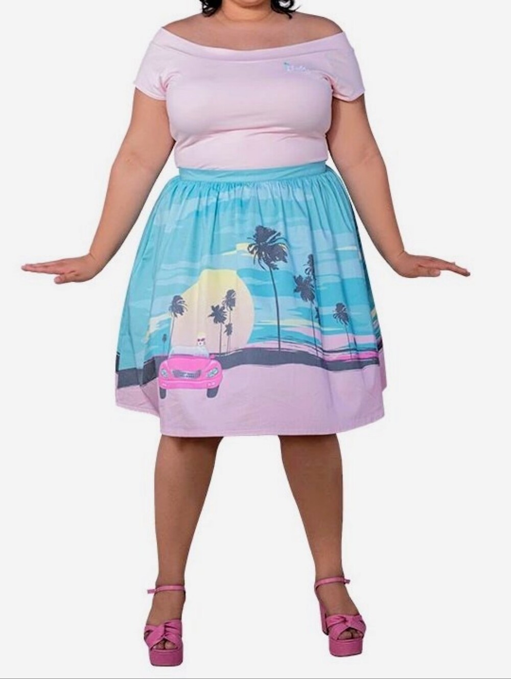 NWT Stitch Shoppe LoungeFly Malibu Barbie Cotton Circle Skirt Size 2X